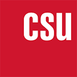 CSU text on red background