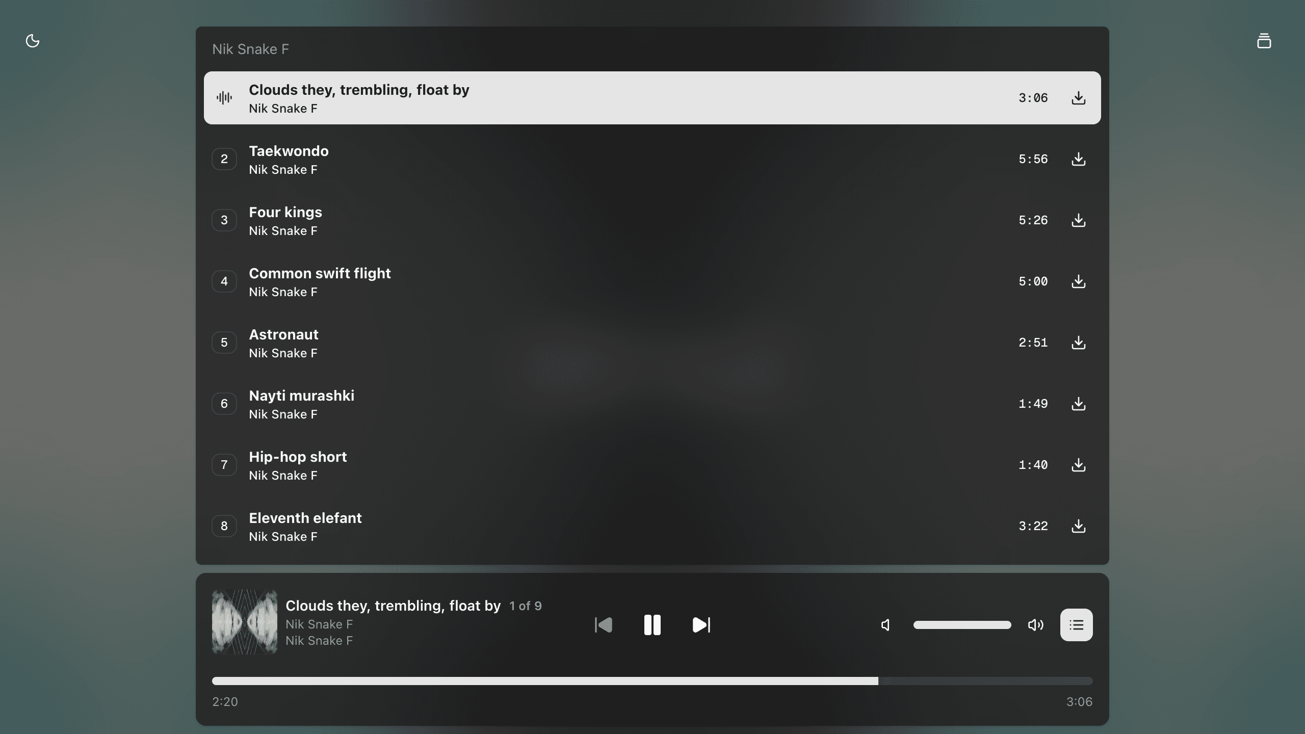 AH Track Listing Dark